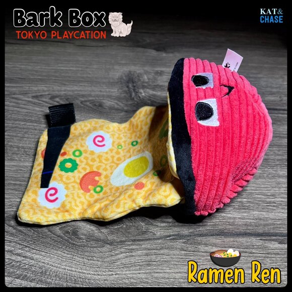 Bark Box Plush Ramen Themed Ramen Ren Dog Toy Crinkle & Squeaker L NWT - Picture 10 of 13